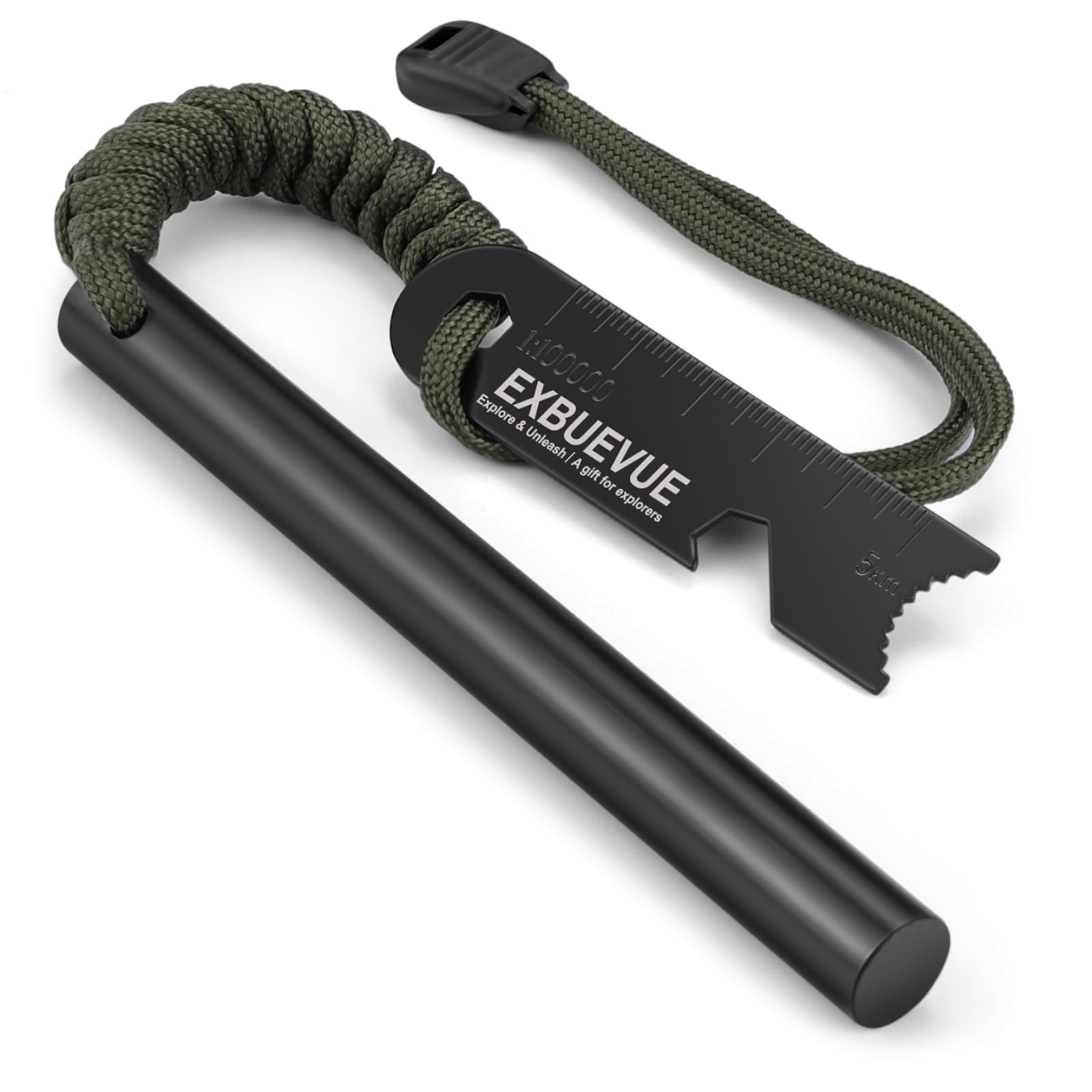 Exbuevue Fire Starter, 5'' Ferro Rod Outdoor Survival Tools Flint And Steel And Stricker For Bushcraft, Camping, Hiking Kits