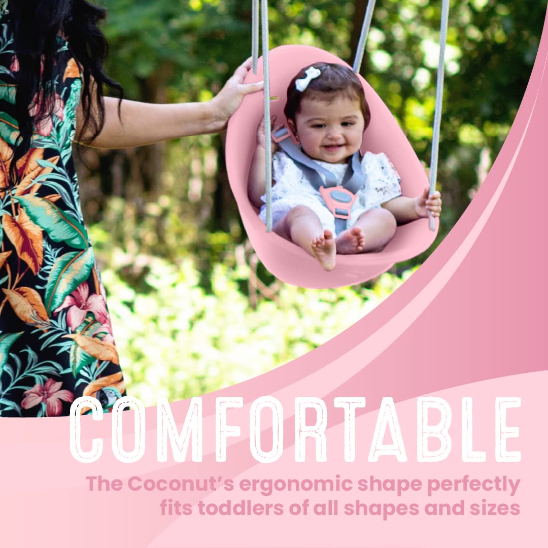 Swurfer Coconut Toddler Swing - Comfy Baby Swing Outdoor, 3-Point Adjustable Safety Harness, Secure, Safe Quick Click Locking Sy