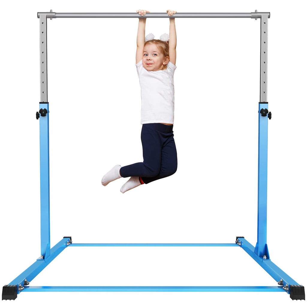 Safly Fun Gymnastics Bar For Kids Ages 3-15 For Home - Steady Steel Construction, Anti-Slip, Easy To Assemble, 3 To 5 Adjustable