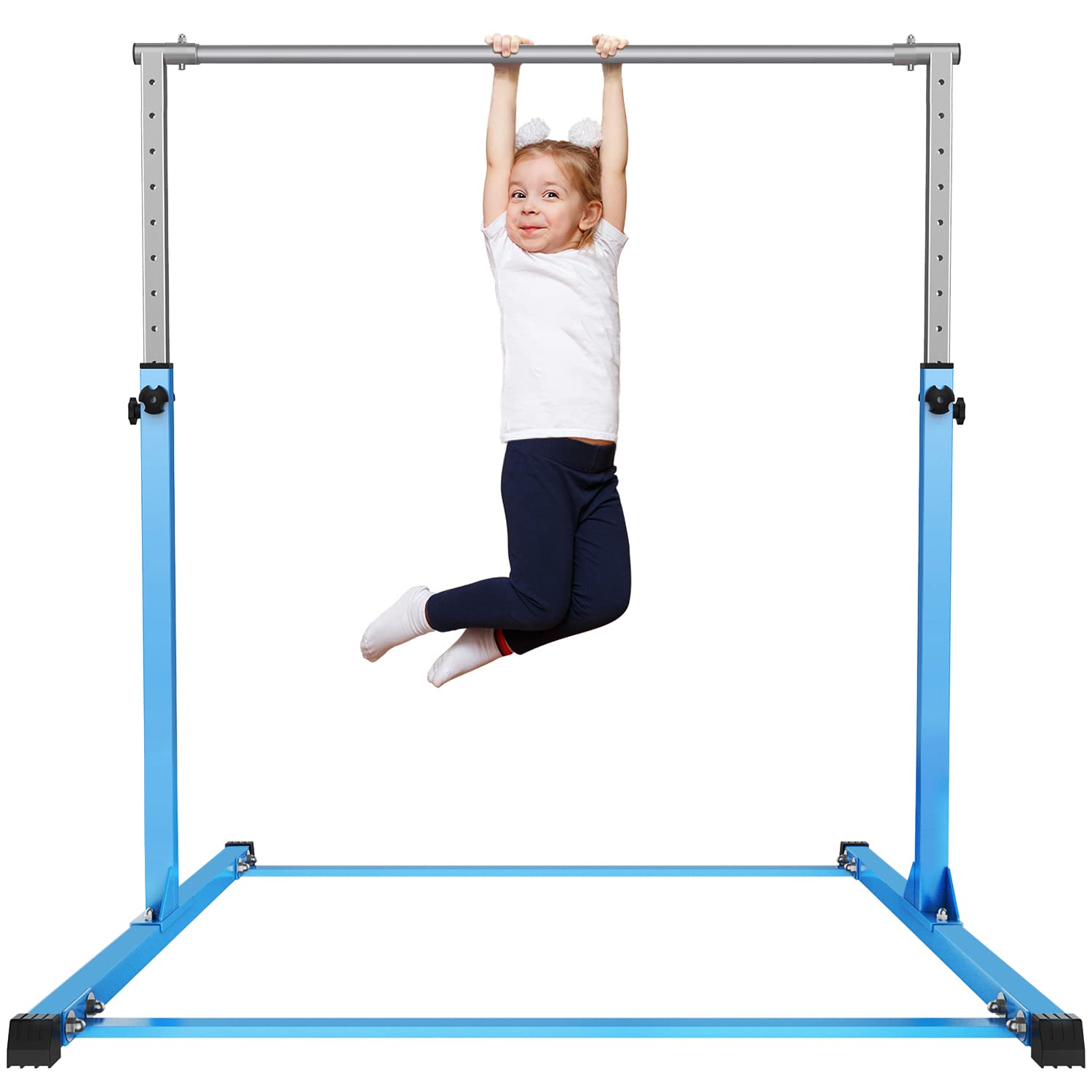 Safly Fun Gymnastics Bar For Kids Ages 3-15 For Home - Steady Steel Construction, Anti-Slip, Easy To Assemble, 3 To 5 Adjustable