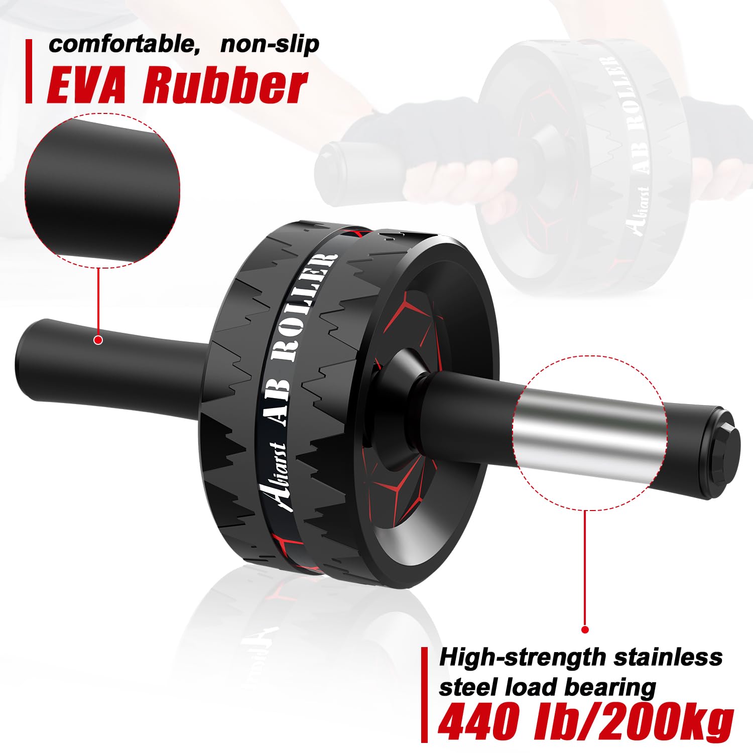 Abiarst Ab Roller Wheel, Abs Workout Equipment for Abdominal & Core Strength Training, Home Gym Exercise Wheels for Men Women, w
