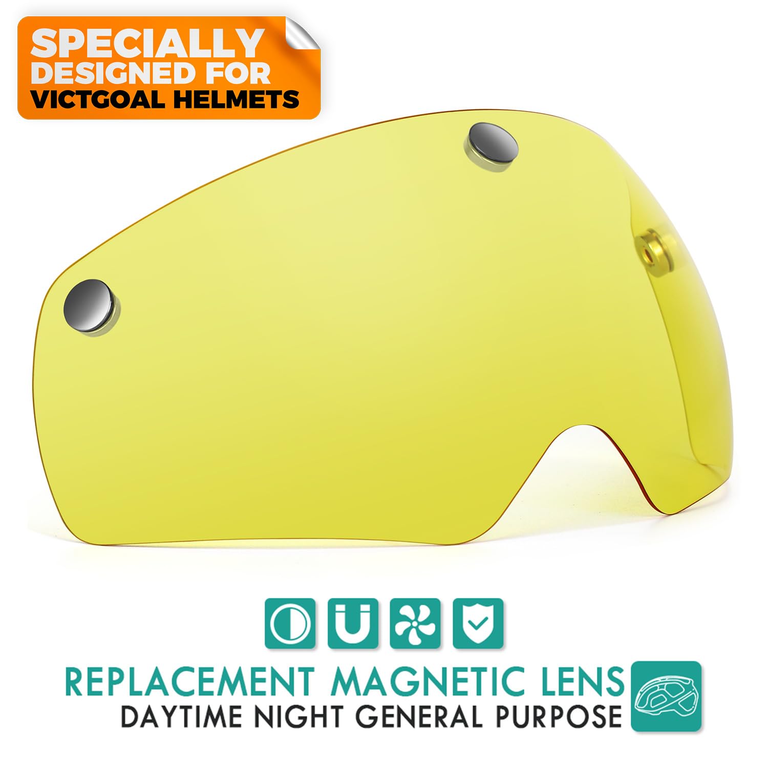 Victgoal Detachable Magnetic Bike Helmet Goggles Visor For Vg110 Bicycle Helmet (Yellow)