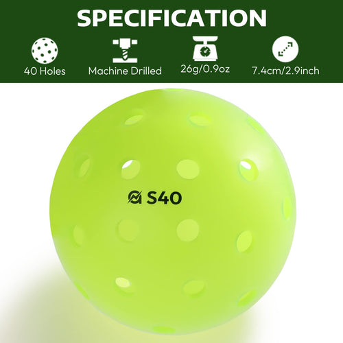 A11N S40 Outdoor Pickleball Balls- Usapa Approved, 3-Pack, Neon Green