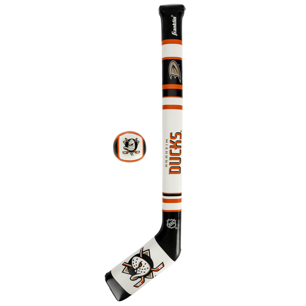 Franklin Sport Anaheim Ducks Nhl Mini Soft Hockey Stick Set - Great Toy For Kids- Nhl Team Soft Foam Mini Knee Hockey Stick And