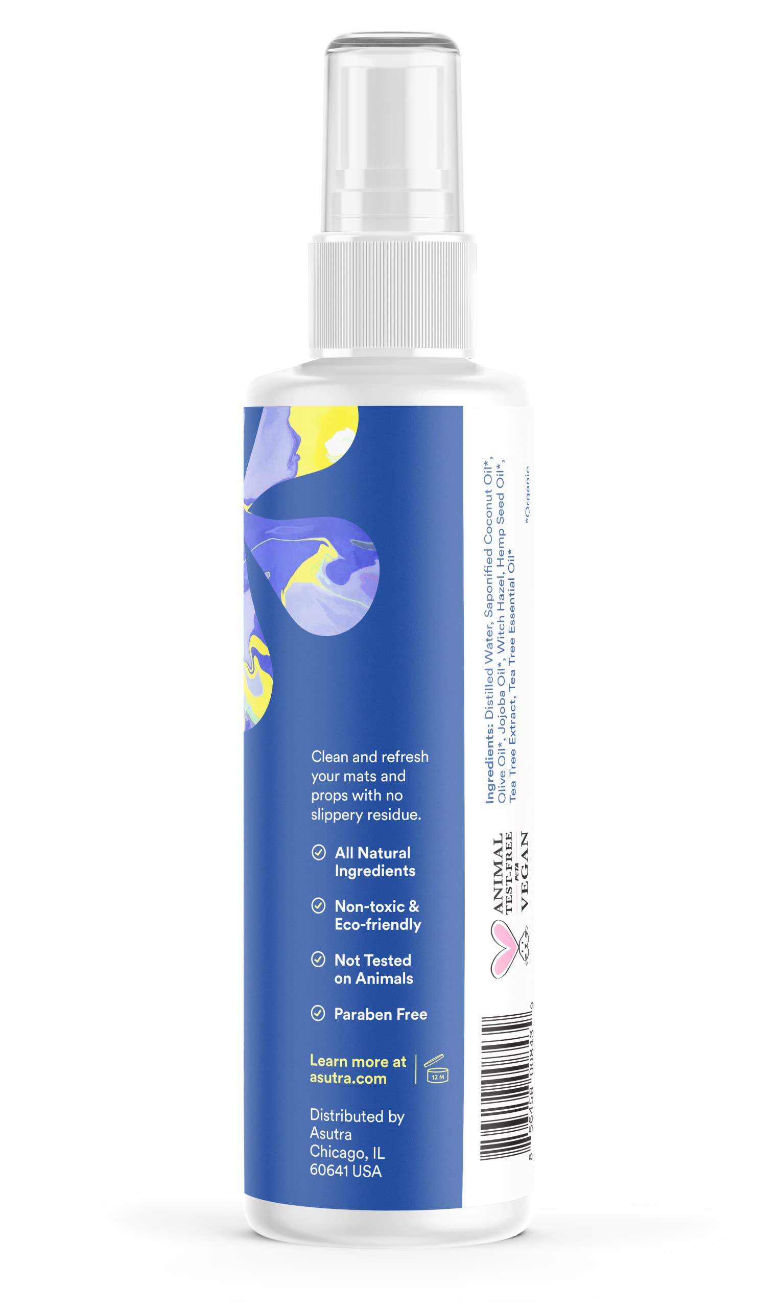 ASUTRA Yoga Mat Cleaner Spray (Fresh & Unscented), 4 fl oz - No Slippery Residue, Deep-Cleansing for Fitness Gear & Gym Equipmen