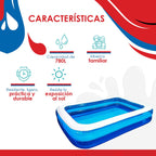 Giant Inflatable Kiddie Pool - Family And Kids Inflatable Rectangular Pool - 10 Feet Long (120'' X 72'' X 20'')