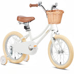 Petimini 16 Inch Little Kids Bike for Age 4 5 6 7 Years Old Girls Retro Vintage Style Bicycles with Basket Training Wheels and B