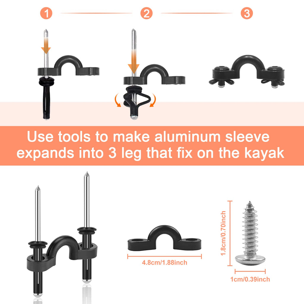 Hlogree Kayak Handles 2 Pack,Orange Kayak Carry Handle With Rivets,Kayak Replacement Handles,Kayak Handles For Emotion/Pelican/H