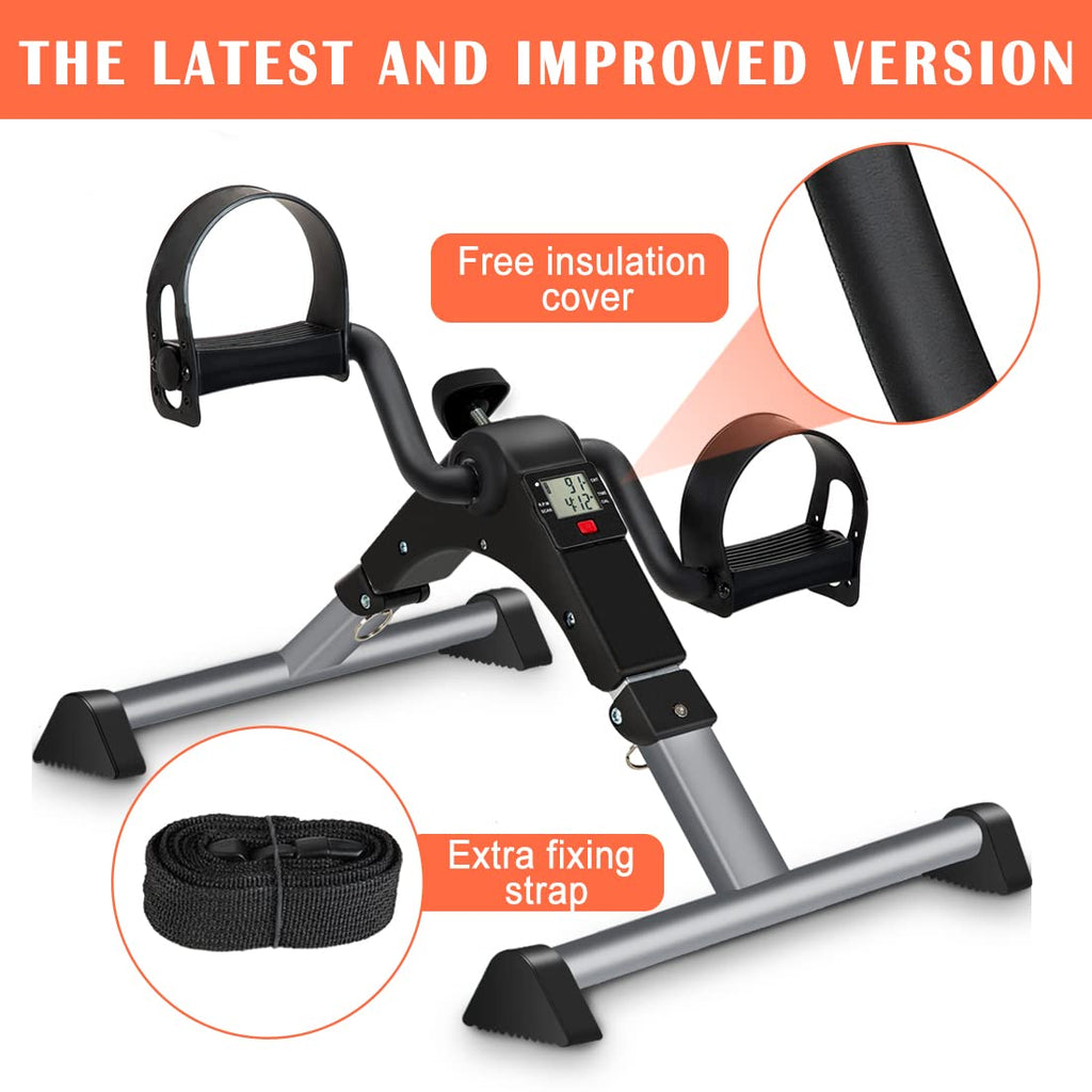 Goredi Under Desk Bike Pedal Exerciser, Upper & Lower Peddler Exerciser For Seniors With Lcd Display, Fitness Folding Arm Leg Wo