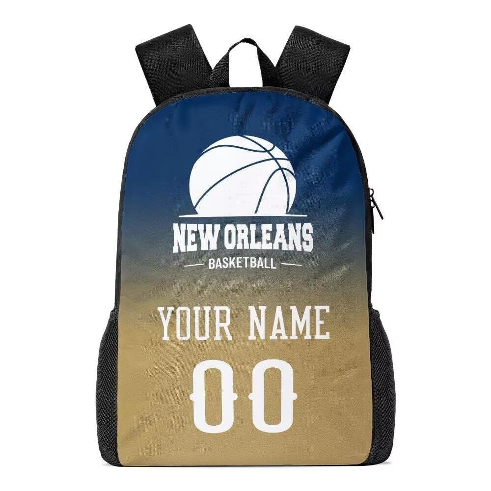 Personalized New Orleans Basketball Sports Backpack Custom City Fan Gift Shoulder Bag Add Name and Number Casual Bag