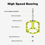 Rockbros Mountain Bike Pedals Flat Mtb Pedals Nylon Fiber Bicycle Platform Pedals For Road Mountain Bmx Mtb Bikes Green