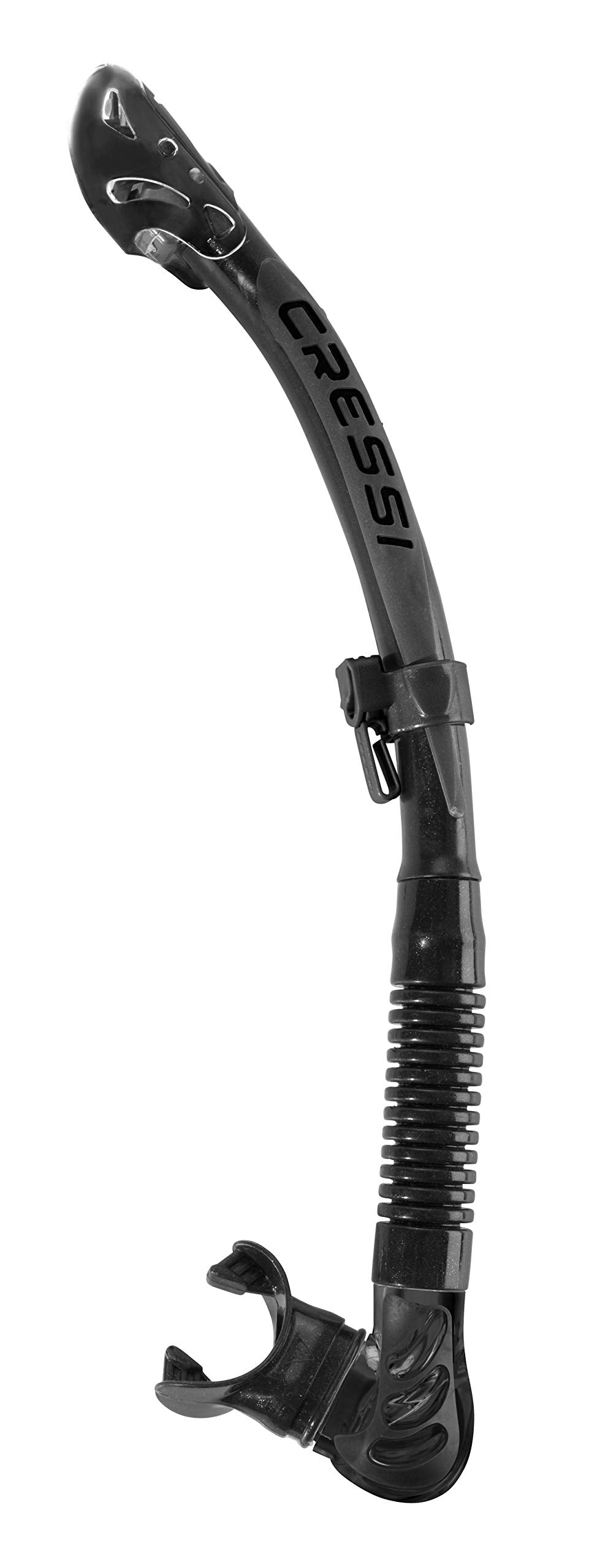 Cressi Alpha Ultra Dry Snorkel, Black/Black/Silver