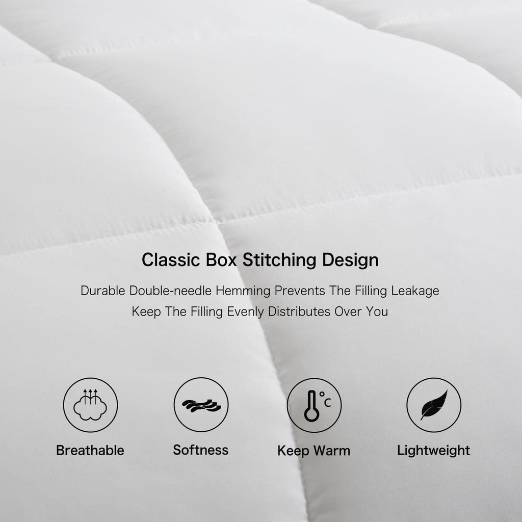 Bedtreat Hotel Comforter Queen, Down Alternative Comforter With Corner Tabs - All Season Quilted Queen Size 240 Gsm White Comfor