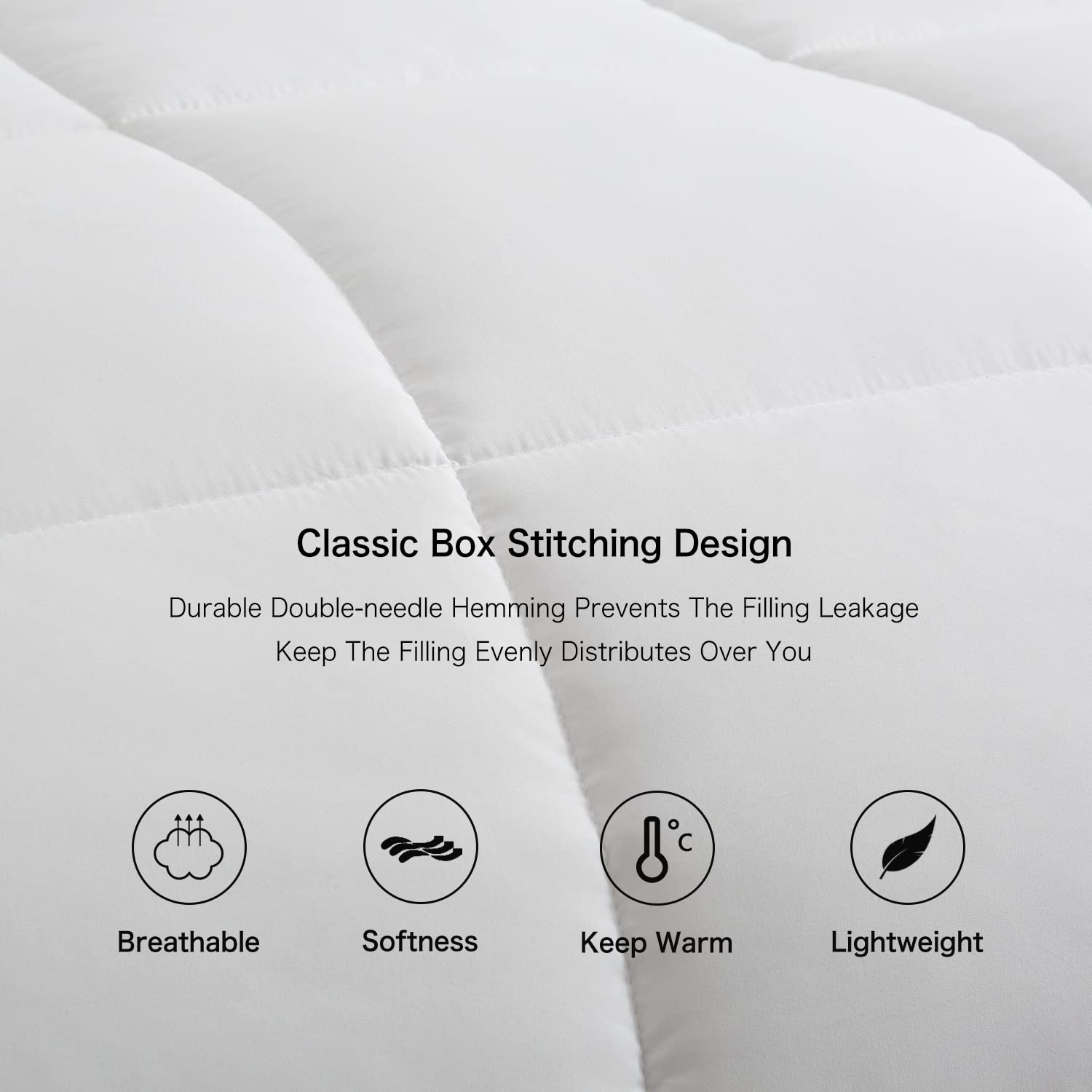 Bedtreat Hotel Comforter Queen, Down Alternative Comforter With Corner Tabs - All Season Quilted Queen Size 240 Gsm White Comfor