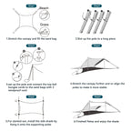 Fbsport Beach Tent Sun Shelter, Portable Beach Shade Canopy Upf50+ With Sandbags For Outdoor Family Camping, Fishing, Backyard F