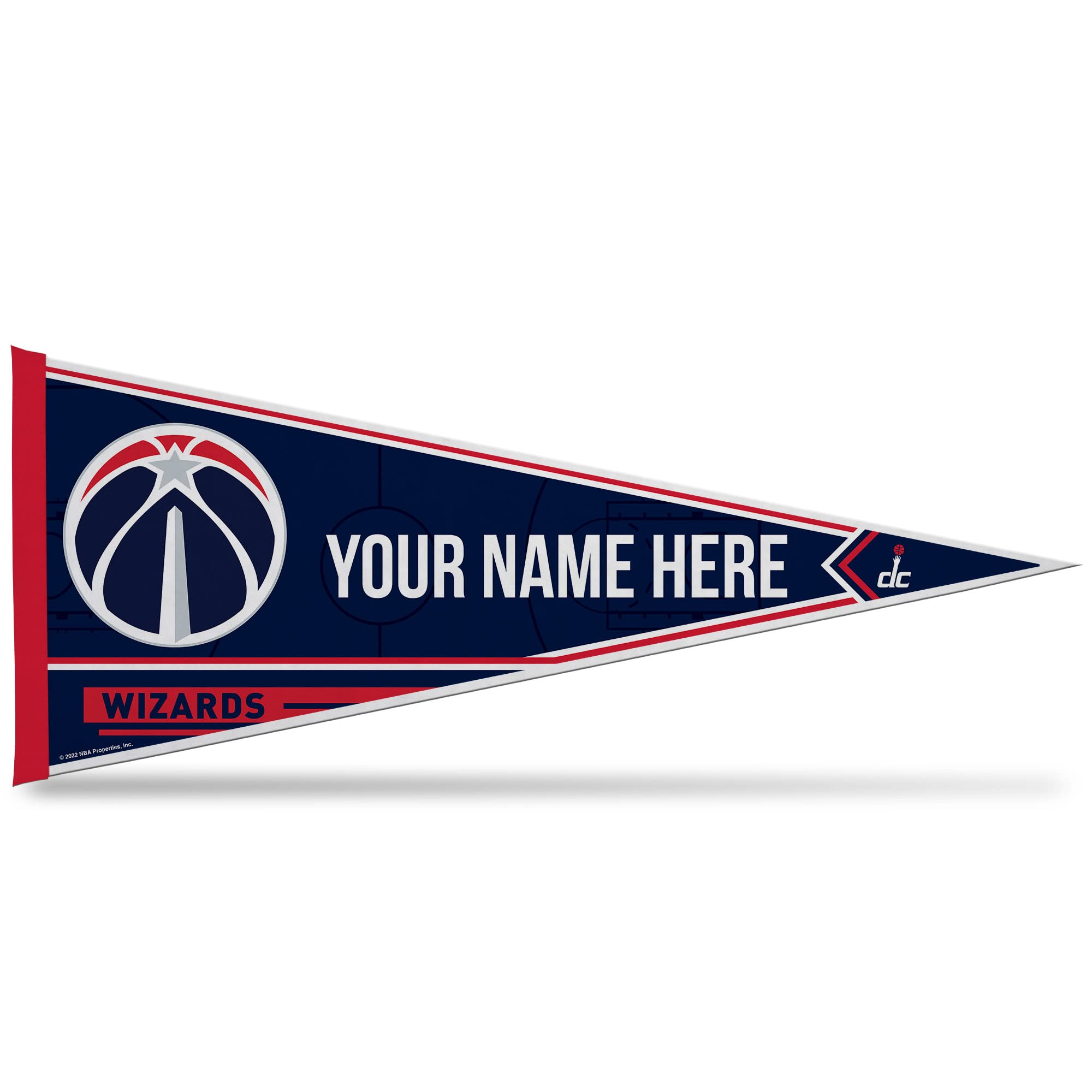Rico Industries Nba Basketball Washington Wizards Personalized - Custom 12'' X 30'' Soft Felt Pennant - Ez To Hang