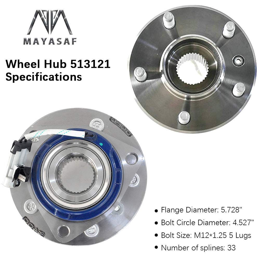 Mayasaf 513121X2 Axle Bearing Front Wheel Hub And Bearing Assembly 5 Lug Wabs For Chevy Impala Venture, For Buick Century, For C