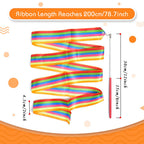 Huianer Dance Ribbons Streamers Rhythmic Gymnastic Ribbon Wands Rods For Children Art Dances, Baton Twirling, 2 Pieces