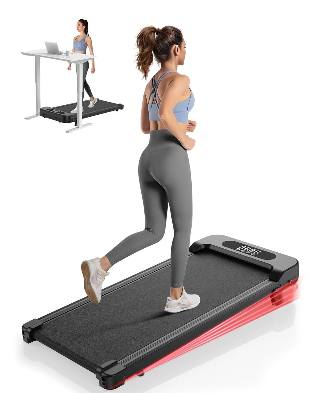 Treadmill Wirh Incline - 2.5Hp Low Noise Under Desk Treadmill, Portable Treadmills For Home Office, Compact Walking Pads Fit For