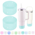 Worbss 2 Pack Aqua Glitter Silicone Boot Sleeve For Stanley Cup 40Oz Accessories For Hydro Flask 18-24Oz And More Wide Mouth Wat