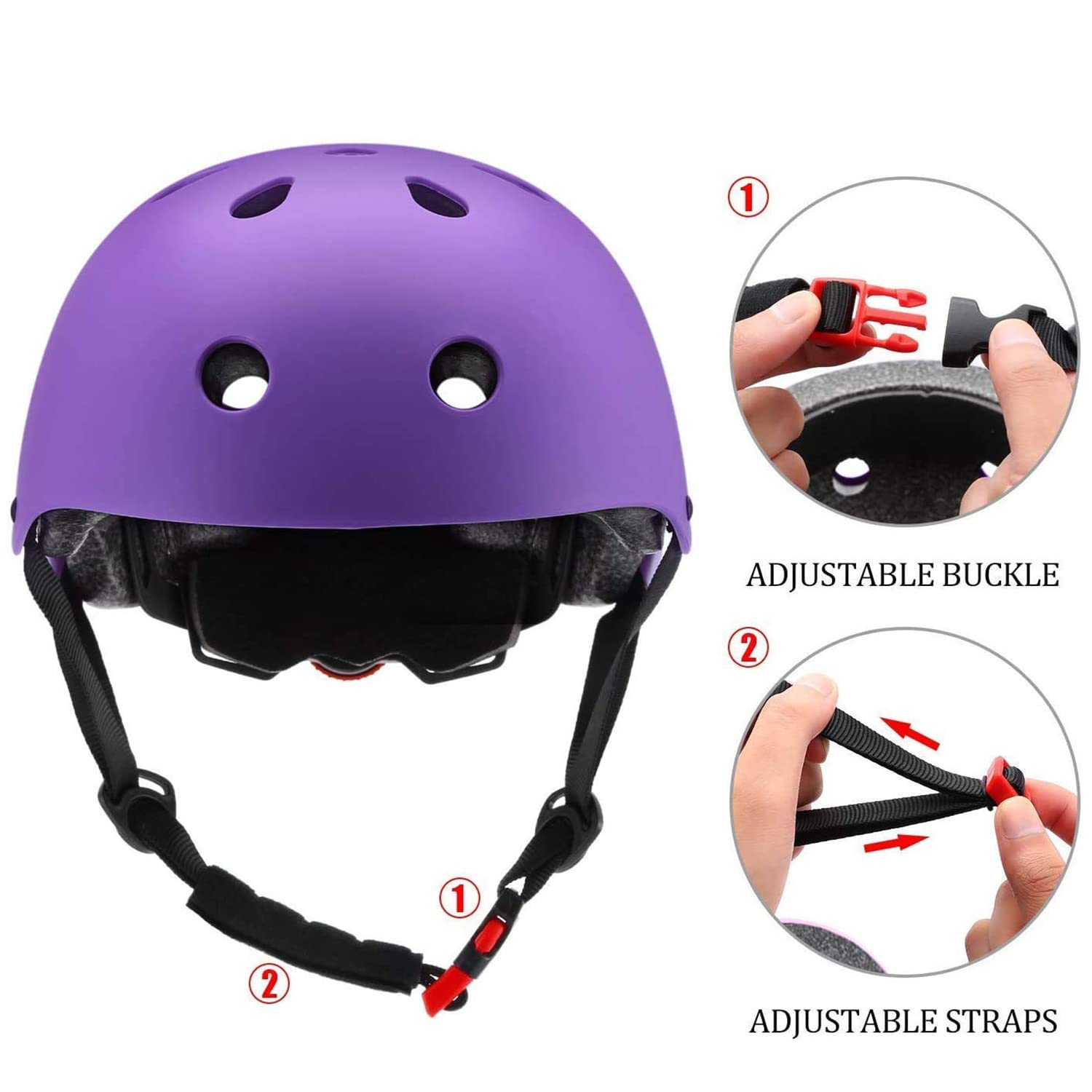 Jeefree Bike Helmet Set With Knee Pads Elbow Pads Wrist Guards,Adjustable Helmet For Toddler Kids&Youth,Bicycle Helmet Roller Sk