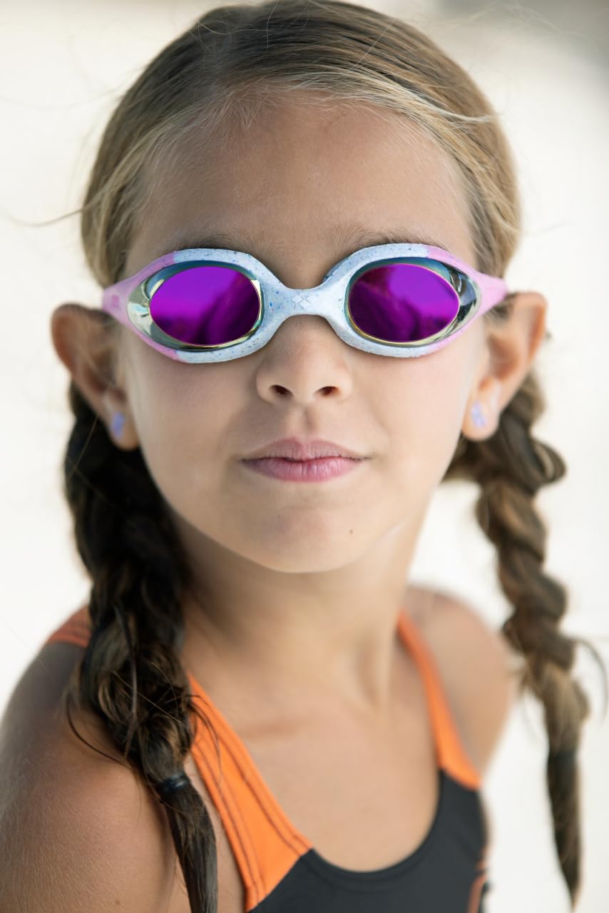 Arena Unisex Spider Junior Youth Swim Goggles For Boys And Girls, Blue  Blue  Yellow, Mirror Lens