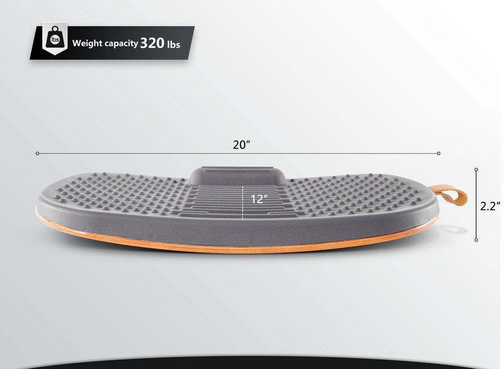Fezibo Standing Desk Mat With Anti Fatigue Bar, Wooden Wobble Balance Board With Ergonomic Design Comfort Floor Mat (Medium, Alt