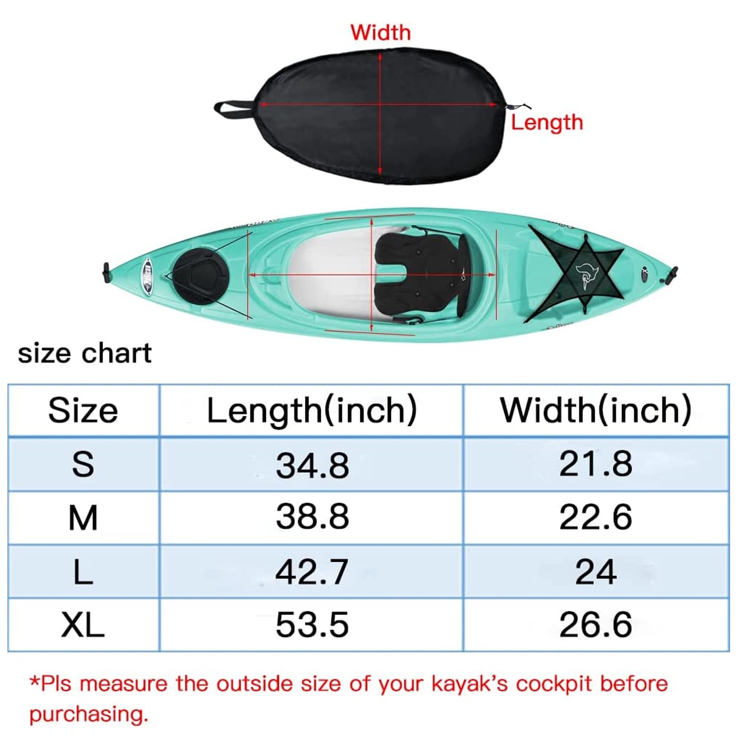 Uceder Waterproof Oxford Cloth Blocking Kayak Cockpit Cover Uv50+ Seal Cockpit Maximum Protection For Your Ocean Cockpit