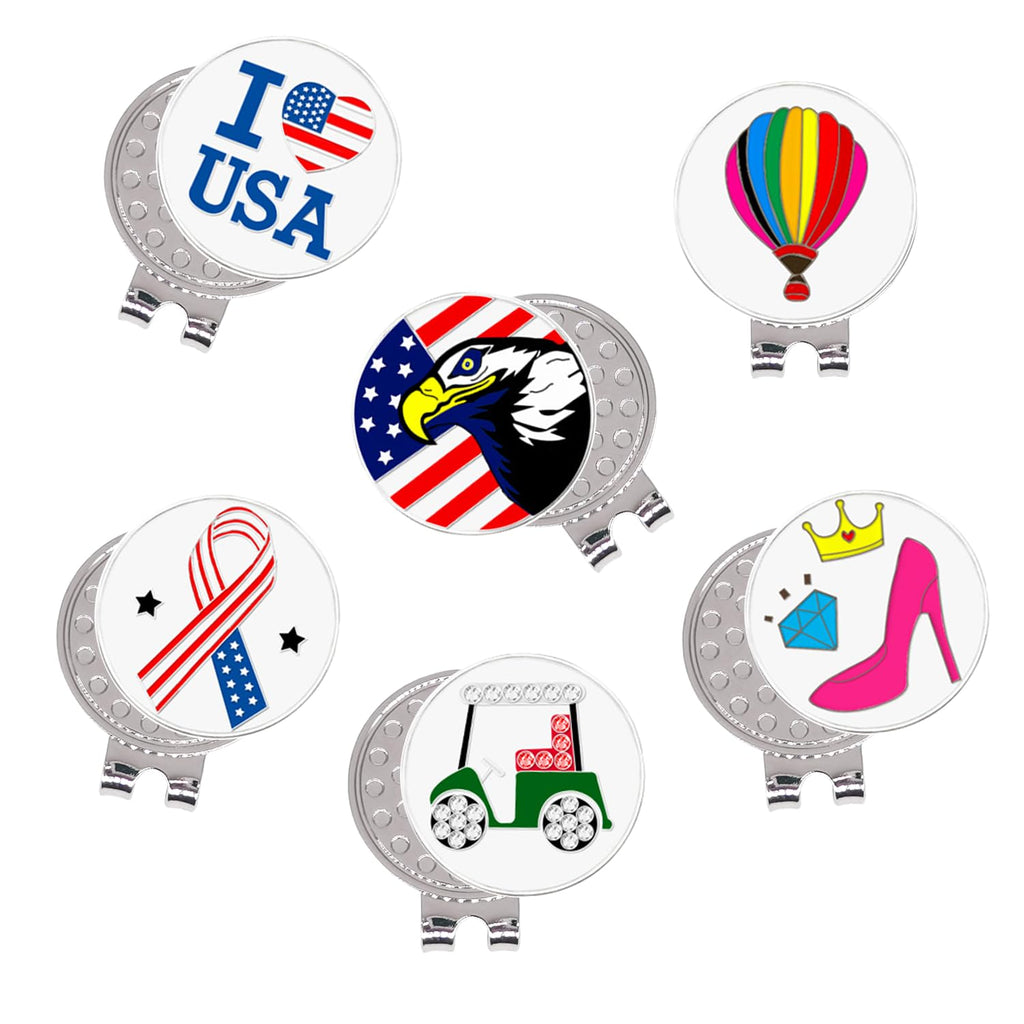 Onedigi 6Pcs Golf Hat Clips Magnetic Golf Ball Marker Holders For Golf Hats Caps Gloves Nickel-Plated Alloy Clips For Metal Golf