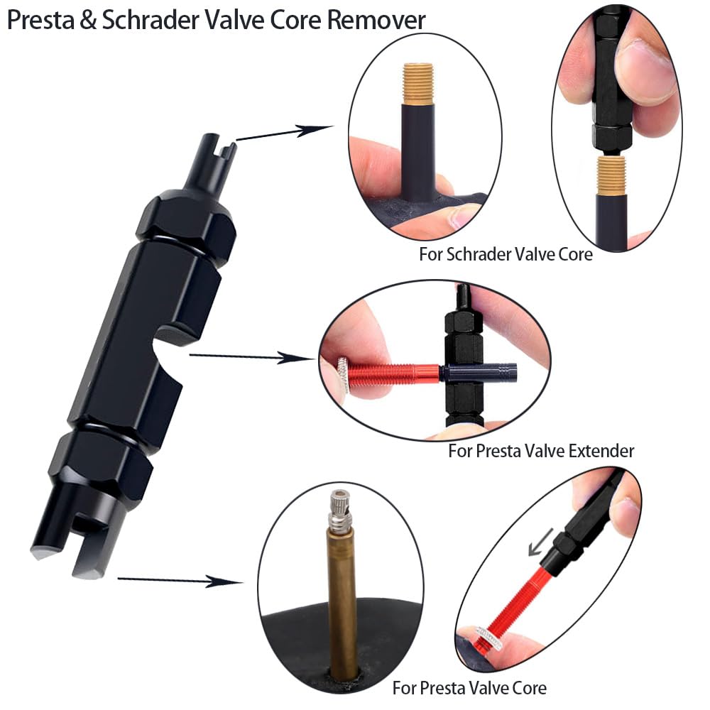 12Pcs Presta Valve Core Bike Bicycle Valve Core Removal Tool Mtb Tire Valve Stem Repair, Valve Core Replacements Set, Presta & S