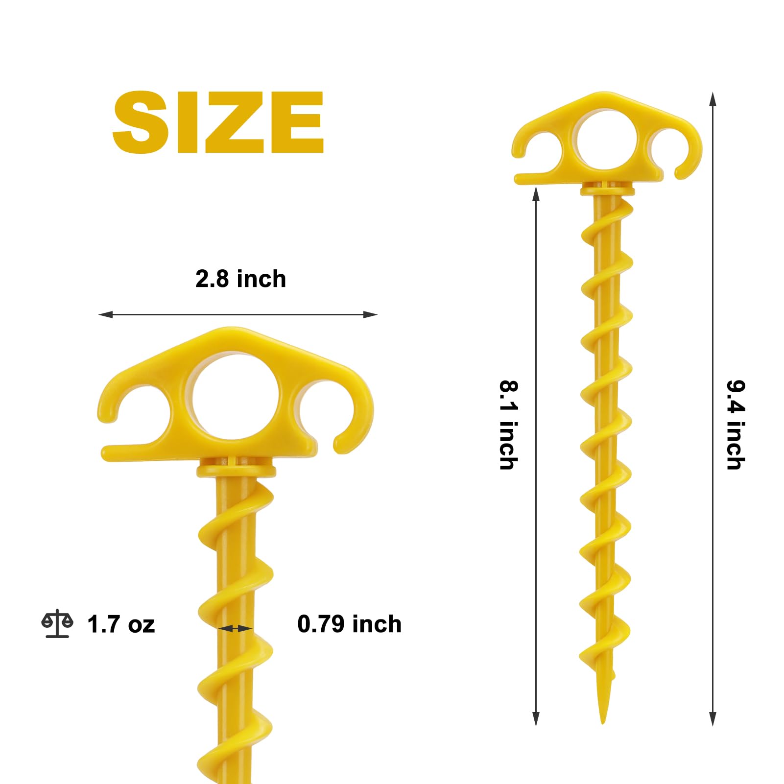 Tent Stakes Sand Stakes For Beach Tent 10 Pack Spiral Anchor Stakes 9.4 Inch Heavy Duty Screw Canopy Stakes For Camping, Hiking
