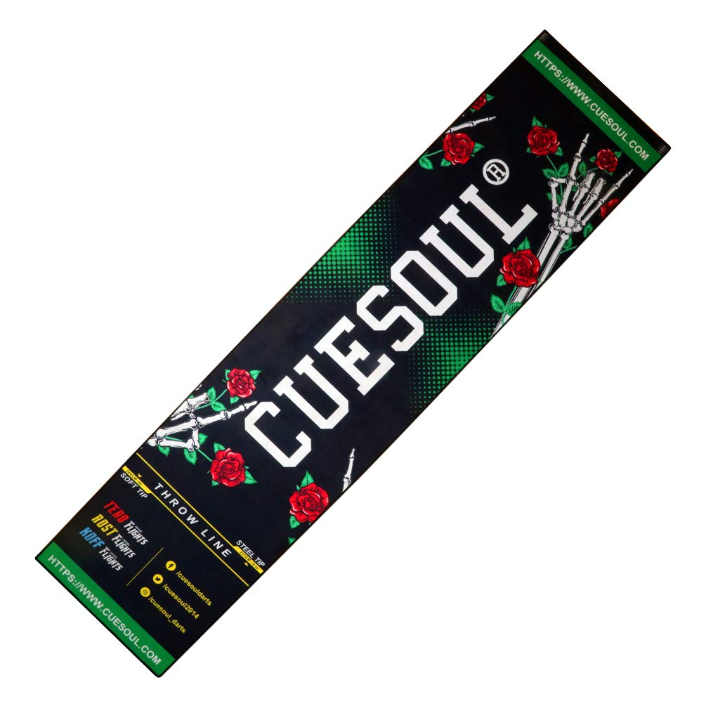 Cuesoul Heavy Duty Darts Mat Includes Both Official Soft & Steel Tip Throwline Rose Skull