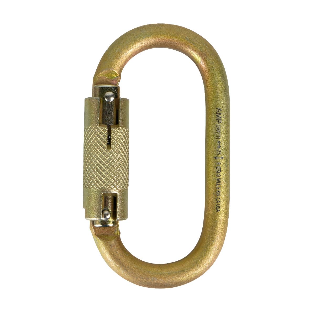 Fusion Climb Ovatti Military Tactical Edition Steel Auto Lock Oval Symmetrical Anchor Carabiner Gold, One Size (FP-9108-P-GLD)