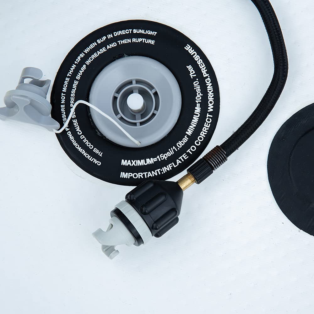 Heytur Inflatable Boat Sup Pump Adaptor Standard Schrader Conventional Air Pump Air Valve Adapter Spoke Plate Attachment(Black)