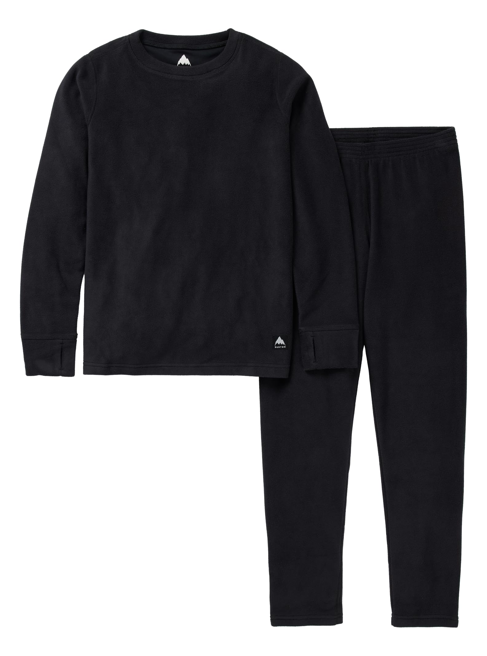 Burton Kids' Fleece Base Layer Set, True Black, L