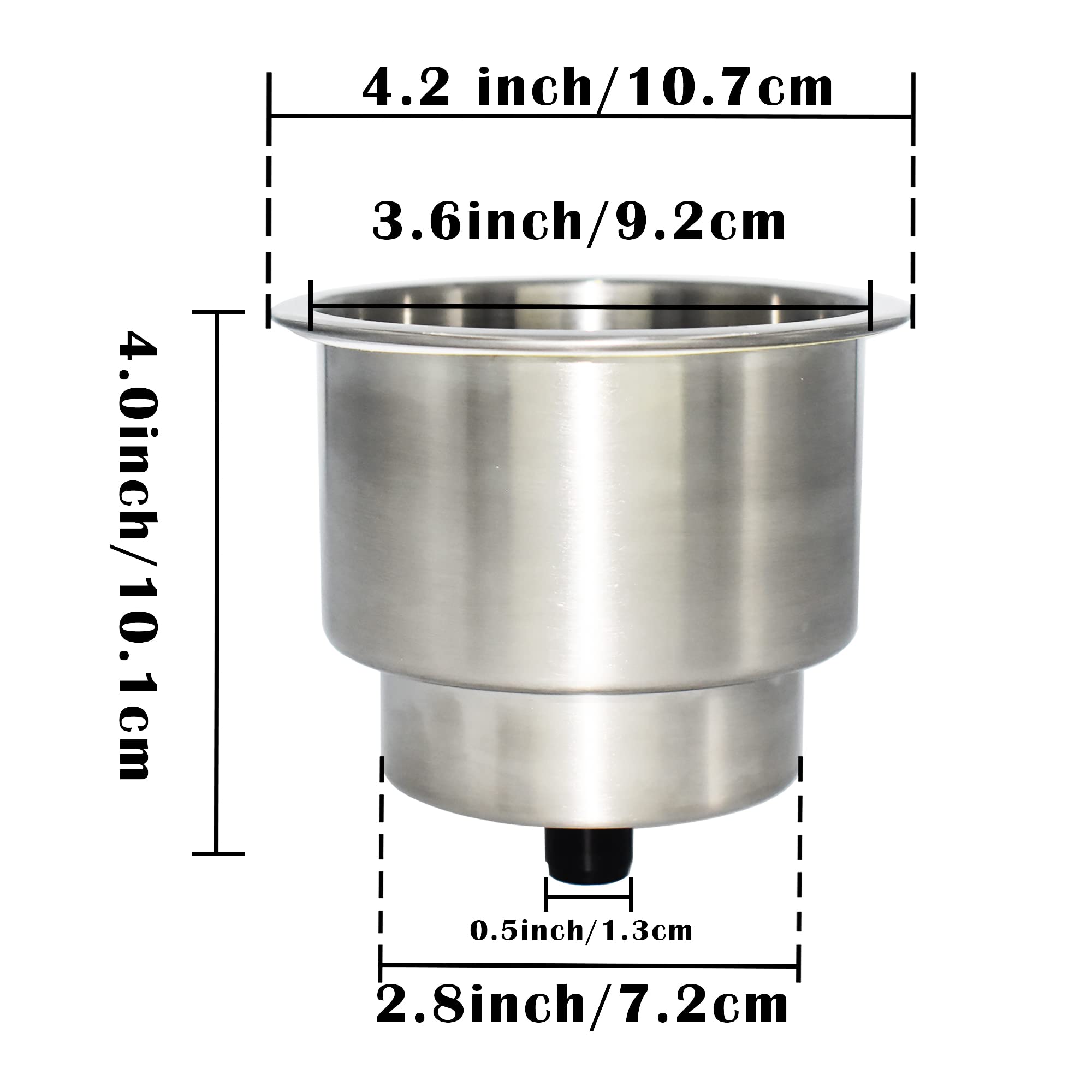 Yuanhe 2Pcs Stainless Steel Cup Drink Holder With Drain For Marine Boat Rv Camper