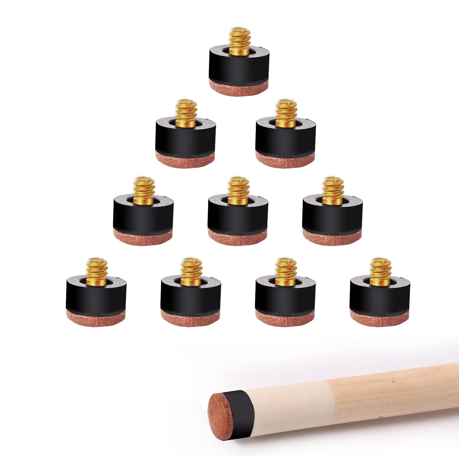 Gse 10 Pieces 12Mm/13Mm Billiard Cue Tips, Hard Pool Cue Tips, Pool Cue Stick Screw-On Tips Replacement (13Mm, Hard Tip)