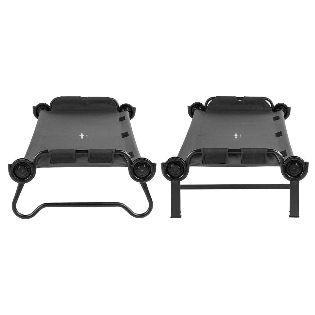 Disc-O-Bed Large Outdoor Convertible 2 Person Bench And Double Camping Cot Portable Bed Bunk System For Adults, Black