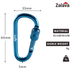 Zalava 2'' 10 Pcs D-Clip Durable Locking Carabiner Clips Keychain Clip, Spring-Loaded Aluminum Keychain Clip Hook, Screwgate Loc