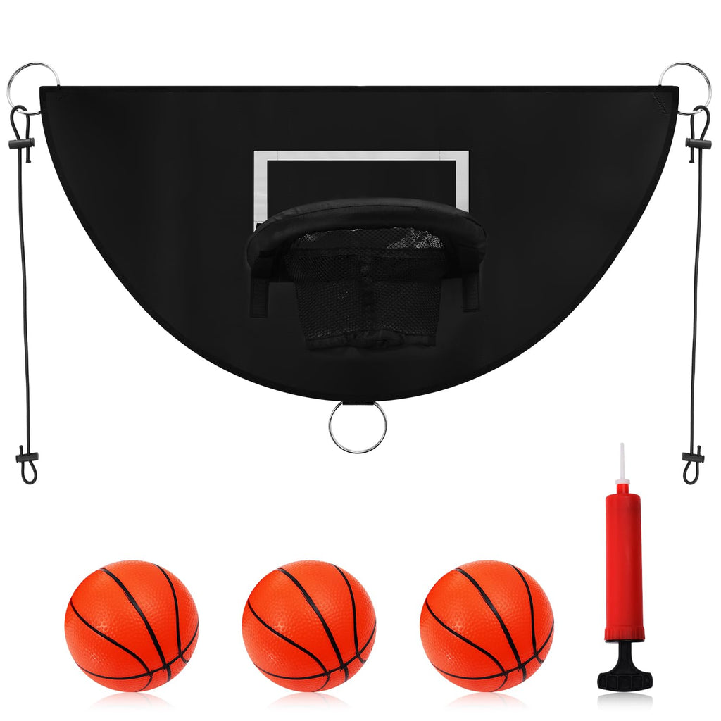 Toymis Trampoline Basketball Hoop, Breakaway Rim For Dunking Trampoline Basketball Attachment With Mini Basketballs Trampoline A