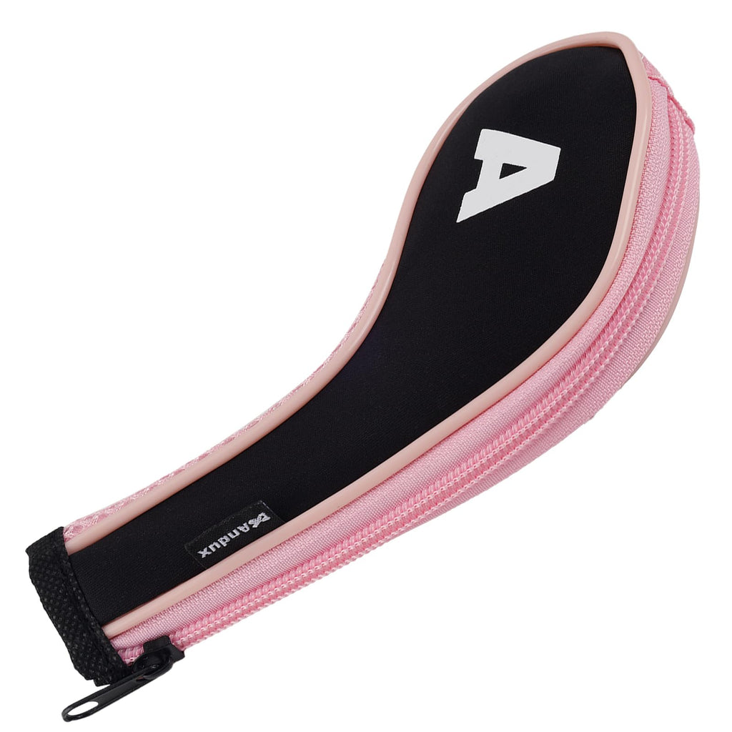 Andux Number Print Golf Iron Club Head Covers Long Neck With Zipper 12Pcs/Set Black/Pink
