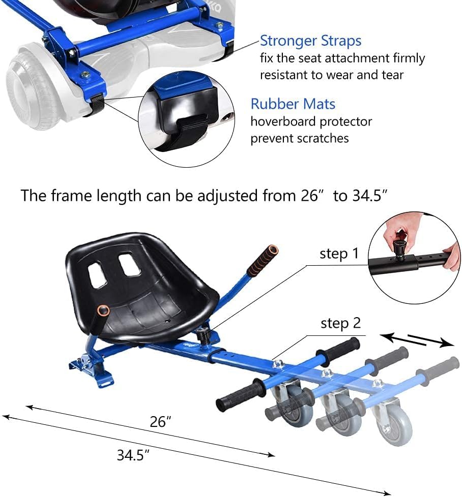 Hoverboard Seat Attachment Go-Kart Fits 6.5   / 8   / 10    Hoverboards, Hover Cart For Kids & Adults, Accessory For Self Balanc
