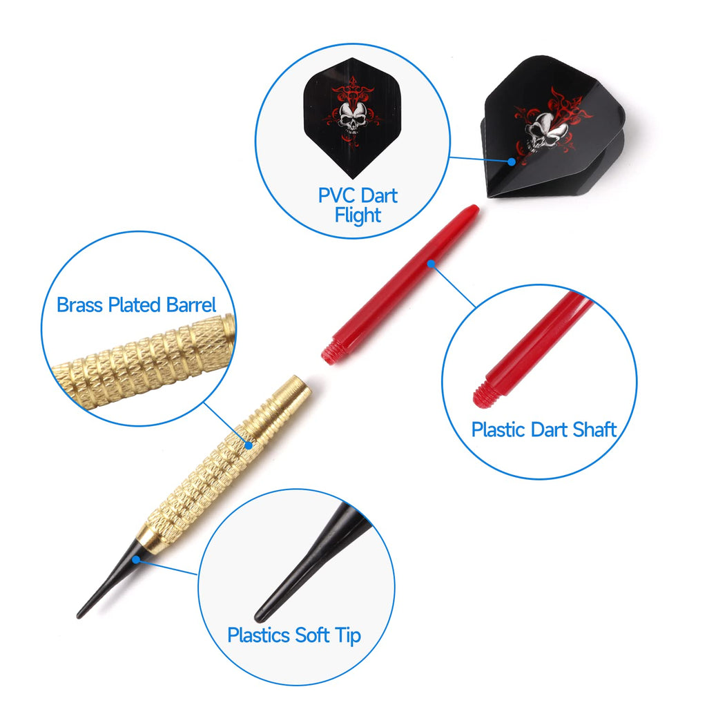Gse Games & Sports Expert Soft Tip Darts For Electronic Dart Board. 60 Of Free Dart Tips & Storage Bag Included (Deluxe - 18 Gra