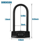 Ushake Bike Combination U Lock, Heavy Duty Bike Combination U Lock Paddle Lock For Bicycle Electric Scooter Motorcycles Metal Fe