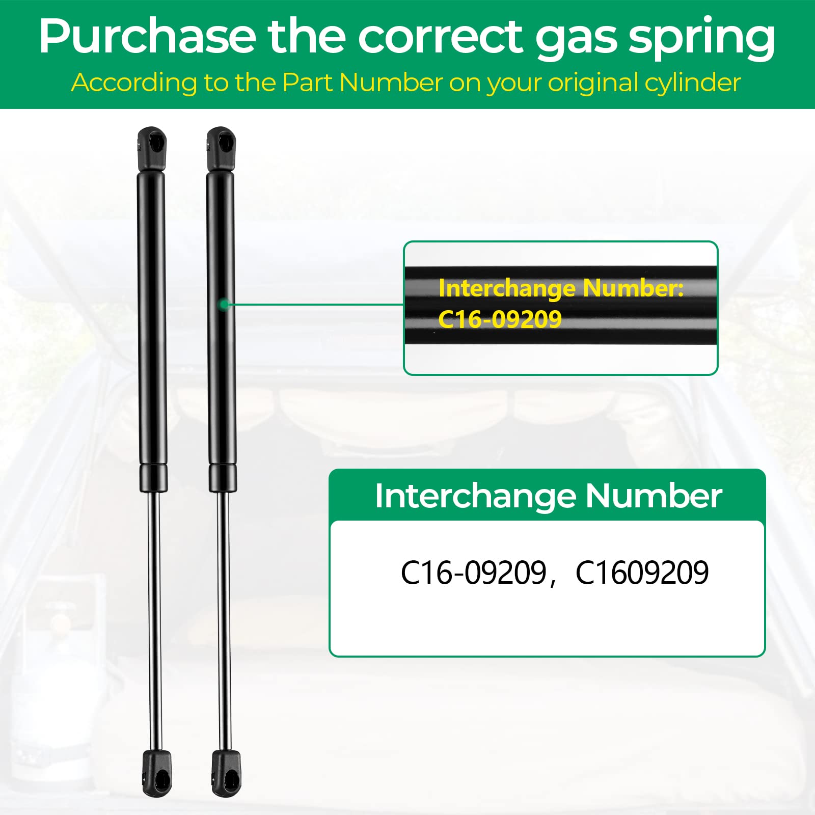 C1609209 16 Inch 38Lb169N Gas Struts Shocks Spring Lift Support For Leer Camper Shell Rear Windows Door Truck Topper Cap Toolbox