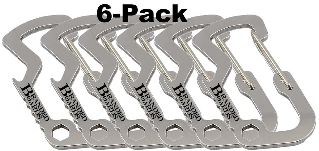 Branded Boards Bushcraft Key Chain Bottle Opener Carabiner Snap Clip Hooks Hiking, Backpacking, Camping, Hunting, Fishing, Bikin