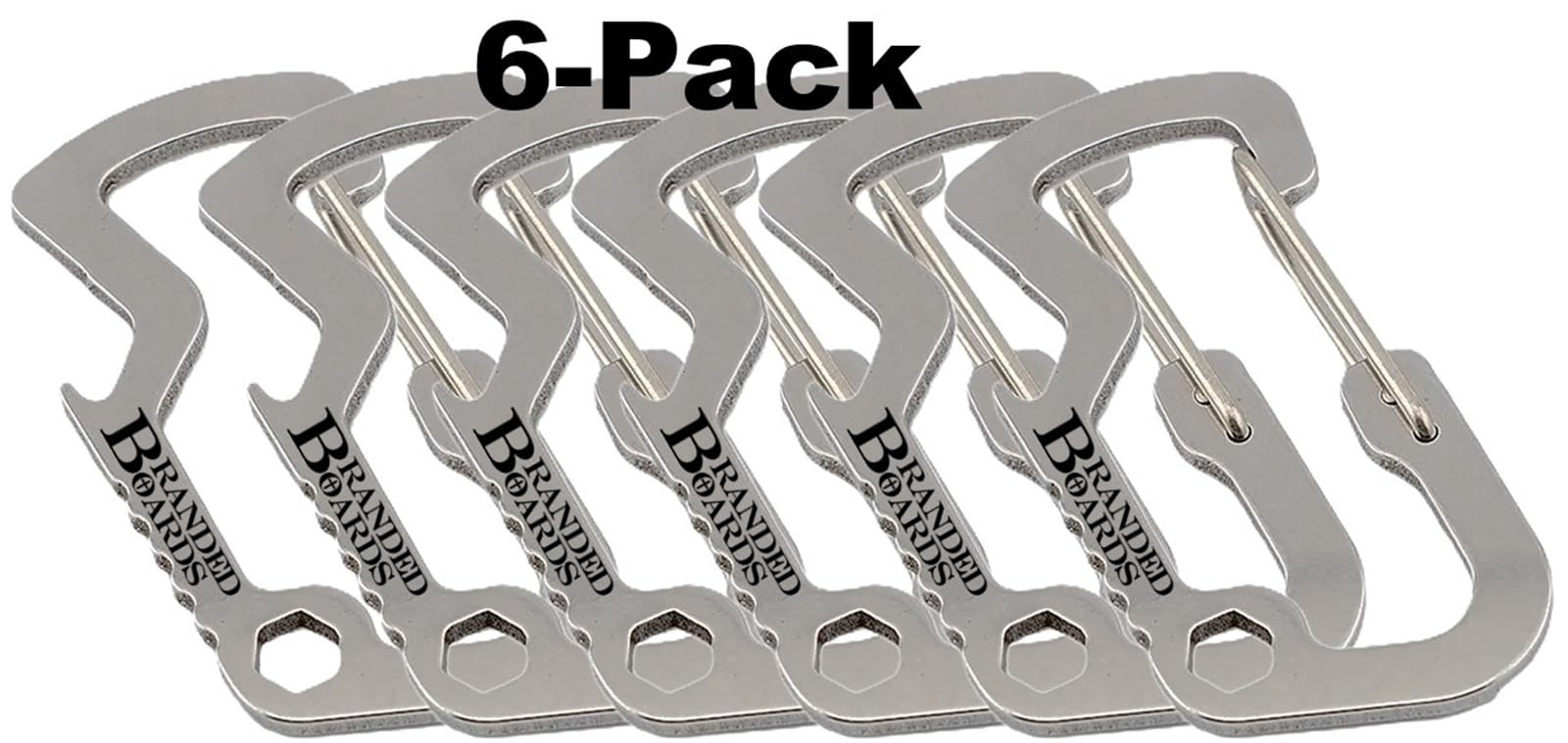 Branded Boards Bushcraft Key Chain Bottle Opener Carabiner Snap Clip Hooks Hiking, Backpacking, Camping, Hunting, Fishing, Bikin