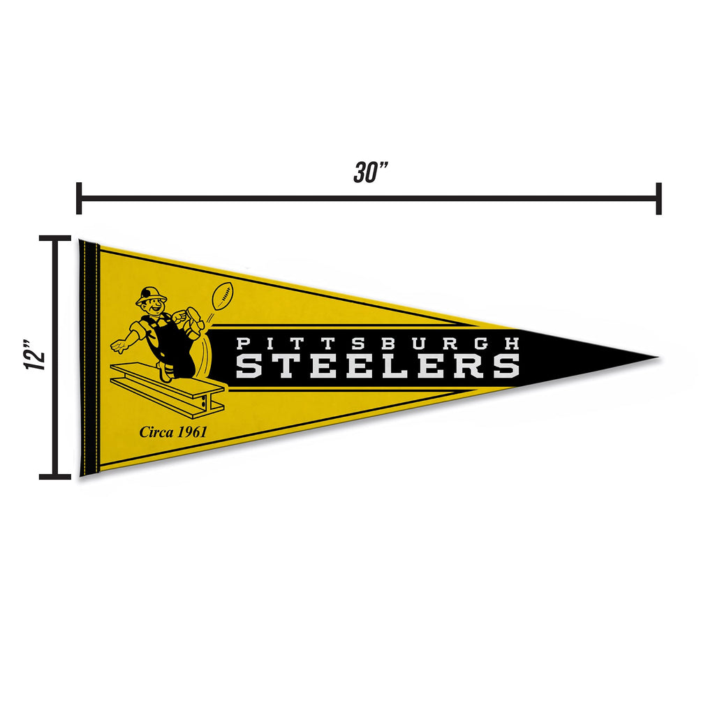 Rico Industries Nfl Football Pittsburgh Steelers Retro 12'' X 30'' Felt Wall D  Cor Pennant - Great For Home/Bed Room/Man Cave D