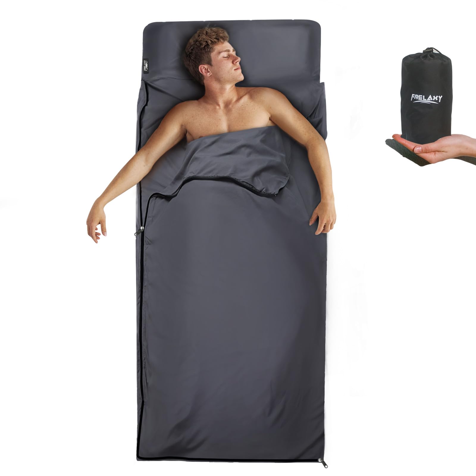 Frelaxy Sleeping Bag Liner, Xl Travel Sheet & Camping Sheet For Backpacking, Hotel, Hostels & Traveling, Comfy & Easy Care, Full