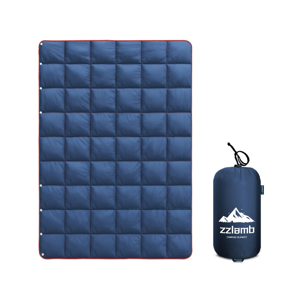 Zzlamb Puffy Camping Blanket Down Alternative Small Size For Kid, Lightweight Water-Repellent Throw Blanket Compact, Portable Qu